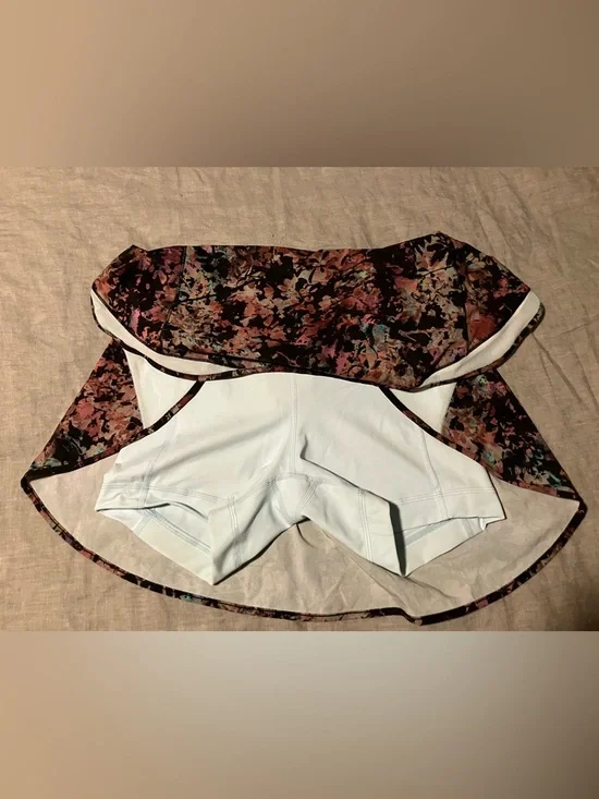 Lululemon Hotty Hot HR Skirt Long - Stencil Blossom Red Multi/Sheer Blu - Size 4 - Picture 3 of 7